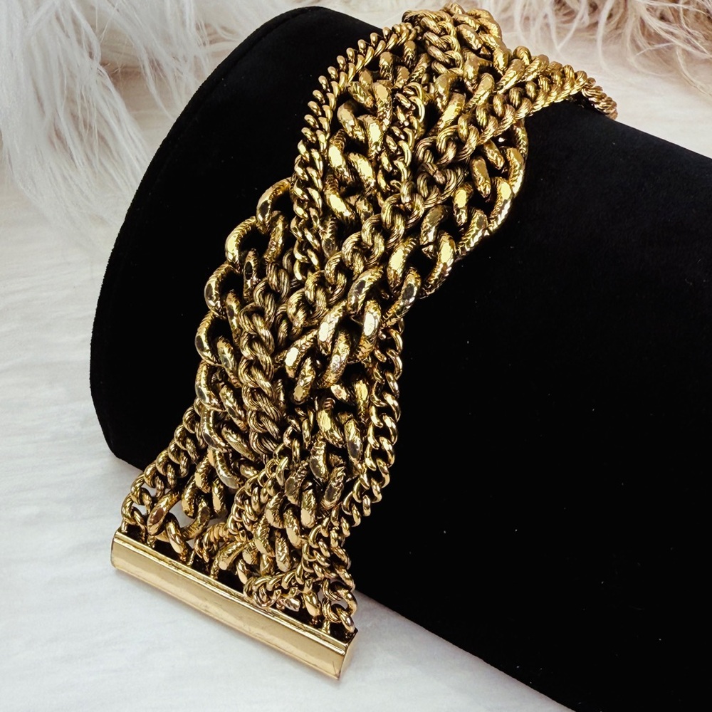 Vintage, super heavy, chunky chain, magnet closure, wide band bracelet - Picture 5 of 11